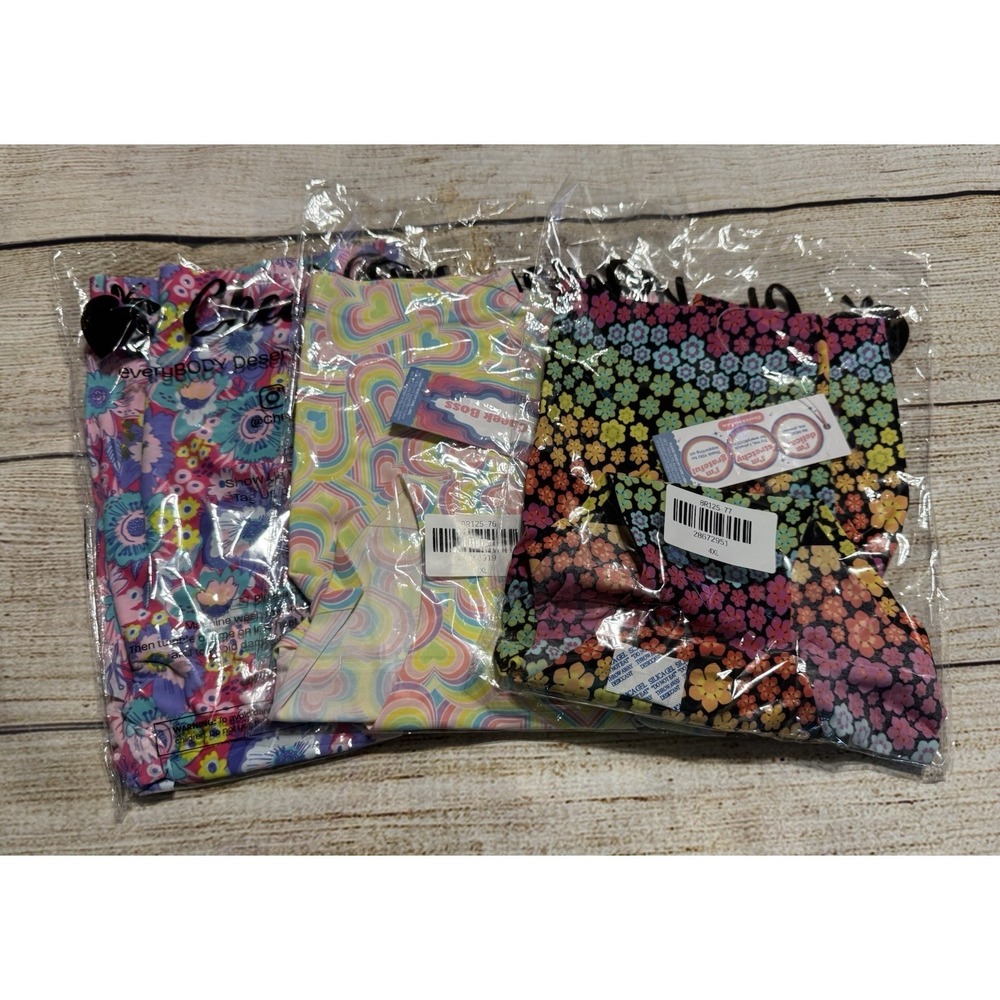 3 Pair Cheek Boss Brief Underwear Floral Hearts Nylon Blend 4XL New / Tags TubS